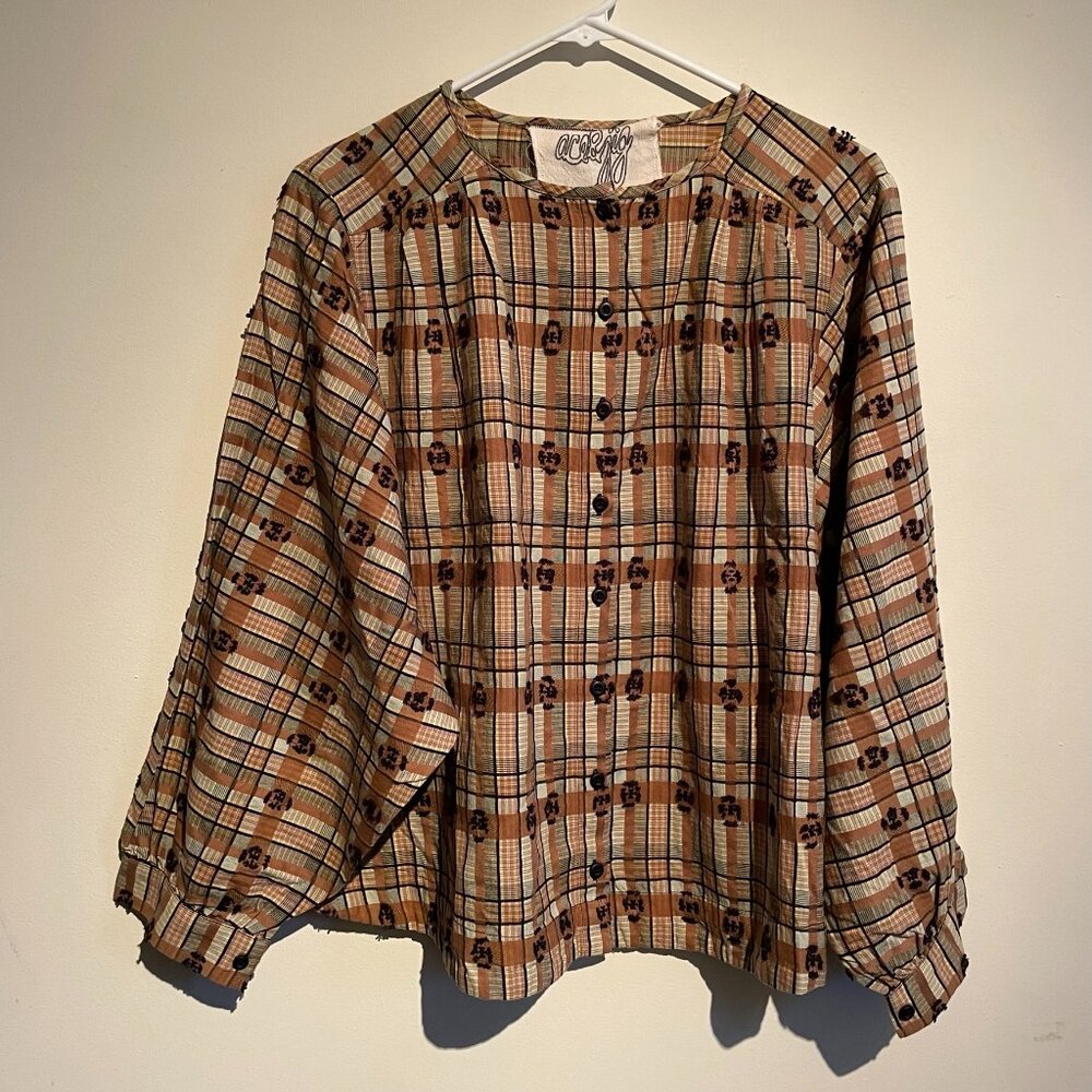 Ace & Jig Plaid Blouse in Brown and Tan